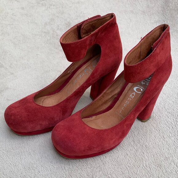 Jeffrey Campbell Vintage Aurora Suede Heels Sz 7.5 - Picture 6 of 16